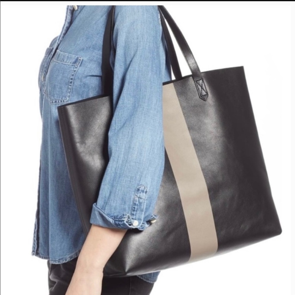 Madewell Transport Tote - Black with grey stripe